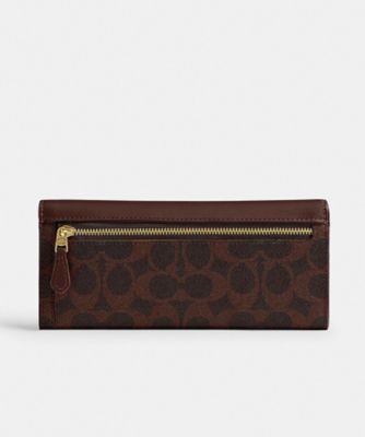 ♥️週末セール♥️✨新品未使用✨COACH　シグネチャー　長財布　ブラウン ミラ ロング フラップ ウォレット・シグネチャー キャンバス | COACH